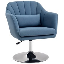 HOMCOM Stylish Retro Linen Swivel Tub Chair Steel Frame Cushion Seat Blue