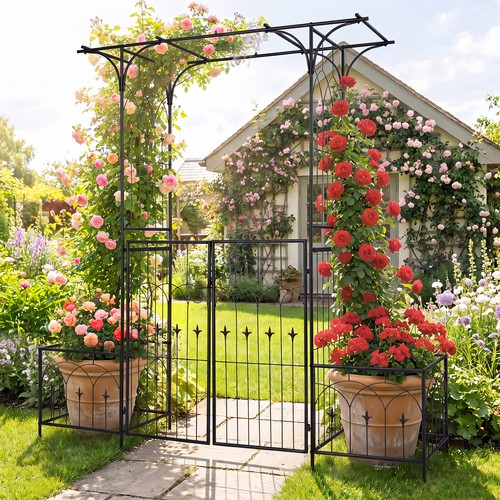 Garden arbor with gate - garden, and
