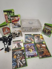 CRYSTAL ORIGINAL XBOX BUNDLE CONSOLE CONTROLLER LEADS & 10 GAMES CLEAN TESTED