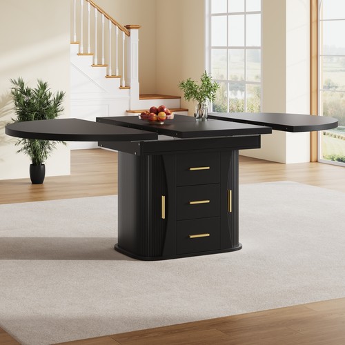 Extendable round dining table - round,