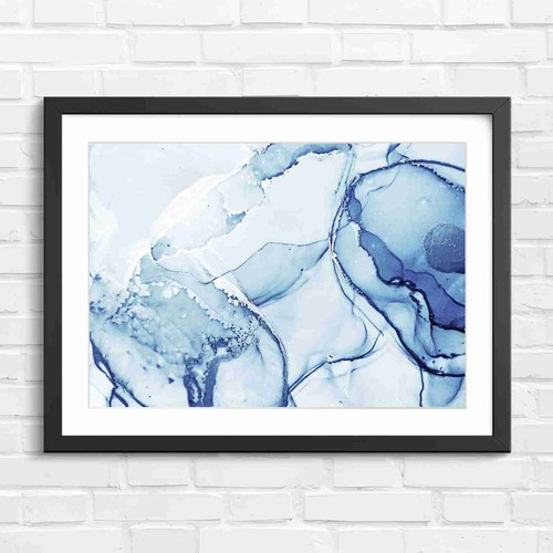 Blue abstract fluid art - blue,