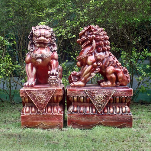 Foo dogs 45cm red - red, garden