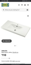 Ikea ÄNGSJÖN Sink Only, (No Unit), 102cm X 49cm White Brand New