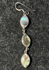 SINGLE Sterling Silver Abalone Shell Dangle Drop Earring