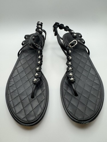 Chanel black leather camellia - chanel,