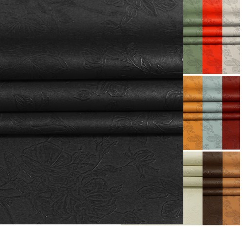 Faux leather fabric - faux, floral