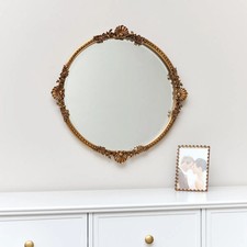 Round Gold Ornate Wall Mirror
