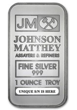 Johnson Matthey Assayers & Refiners 1 oz .999 Fine Silver Bar - Sealed