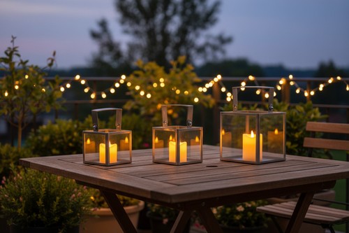 Set glass lantern with - 3,