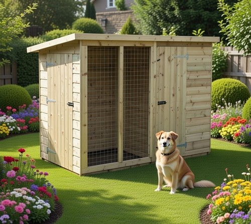 Wooden 8x4 dog kennel and - dog,