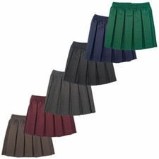 Girls School Skirts Box Pleated Elasticated Waist Skirt Kids School Uniform New.