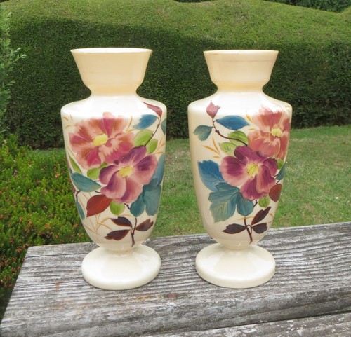 Pair victorian opaline glass - pair,