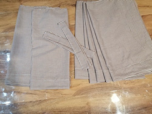 Brown checked gingham curtains - gingham,