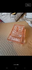 Vintage Blush Pink Pressed Glass 1930/40s Butter Cheese Dish with Lid