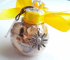 Sunshine witch ball, citrine, rose, sunflower, yellow ribbon, witch/pagan/gift