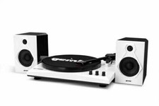 Gemini Bluetooth Vinyl Record Player Stereo System Home Turntable White Speakers