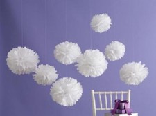 White tissue paper pom - pom, poms