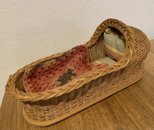 Vintage wicker dolls basket - vintage,