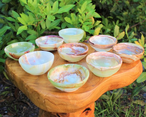 Green onyx crystal bowl - onyx,