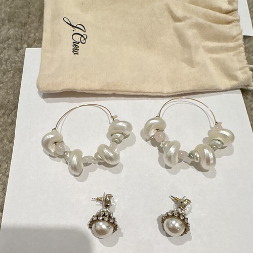 Crew pair white pearl hoop - j.crew,