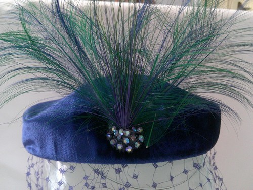 Vtg 50s blue pillbox - vtg,