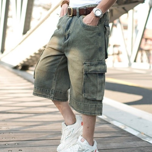 Men denim baggy loose shorts - denim,