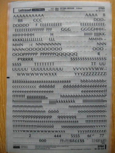 Letraset upp low num - 1, upp/low/num