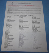 2000 Practice Rounds Invitees Sheet ~ The Masters Golf Tournament ~ April 3,4,5