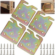woiron 4PCS Heavy Duty Wood Bed Rail Hook Plates for Headboard and Gold 