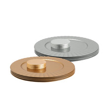 12pc Round Charger Plate Set with Coasters 33cm Flute Design Wedding Party Plate