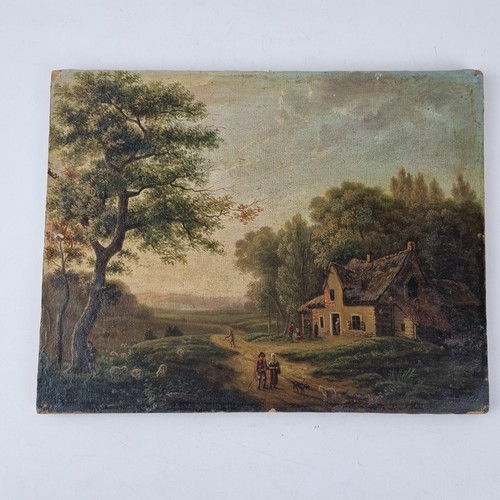 Antique 19thc oil board - oil, on