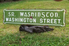 Ireland- Salvaged, Enamel Irish street sign Washington Street co. Cork