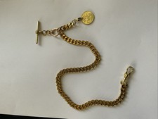 Gold Plated  18 Carat Single Albert Watch Chain With A Half Sovereign.
