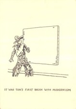 GLEN BAXTER POSTCARD TOM'S FIRST BRUSH WITH MODERNISM CONTINENTAL SIZE VERY GOOD