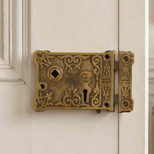Solid aged brass floral ornate - solid,