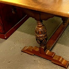 Gothic Carved Oak Refectory Dining Table+Gothic Wm&Mary Oak chairs-FREE dlvry