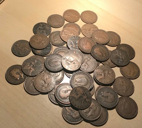 100x british coins half - 1/2d's,