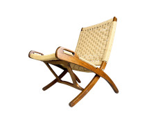 Midcentury Folding Chair Similar to Hans Wegner Teak Rope 1960 Armchair