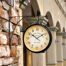 Classical Paddington Double Sided Wall Clock Numerals Faced Metal Garden Outdoor