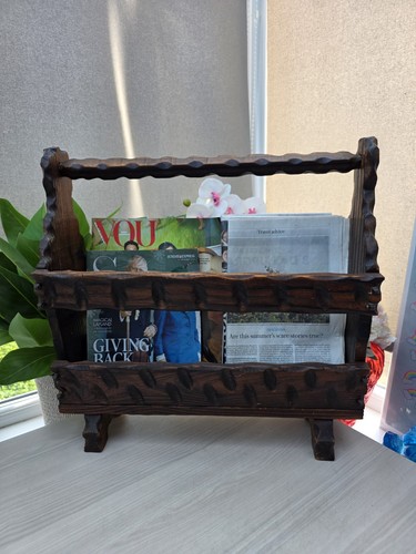 Vintage carved wooden magazine - carved,