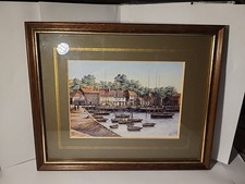 A Signed Print From The Kevin Platt Collection Of a Vintage Padstow Harbour