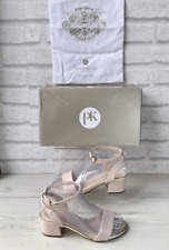 Peter Kaiser sandal shoes UK 3 strap Pink leather Low block heel Elegant wedding