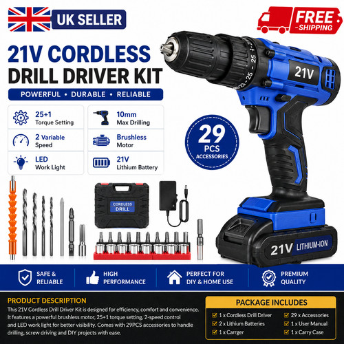 21v cordless drill set - drill,