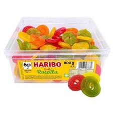 Haribo Rotella Tub 800g – Liquorice Wheel Sweets – Bulk Retro Party Candy