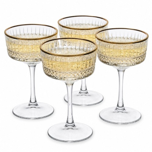260ml gold rim champagne coupe - gold,