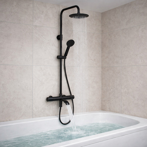 Matt black thermostatic bar - black,