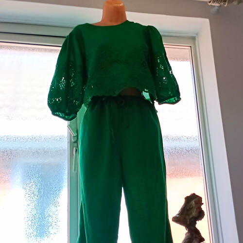 Women green lace floral - green,