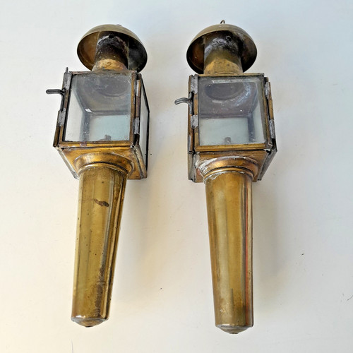 Pair small antique brass - small,