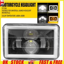 4x6" Inch Motorcycle Square LED Headlight Beam H4 Front Light Headlamp Universal