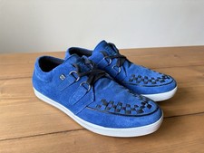 T.U.K. Creepers Skull Mens Blue Suede Low Trainers TUK Size UK 9 US 10
